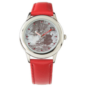 PIRATE SCHIFFBATTLE Antike Braun Weiß Nautik Armbanduhr