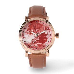 PIRATE SCHIFFBATTLE Antikes Rotes Weißes Übel Armbanduhr
