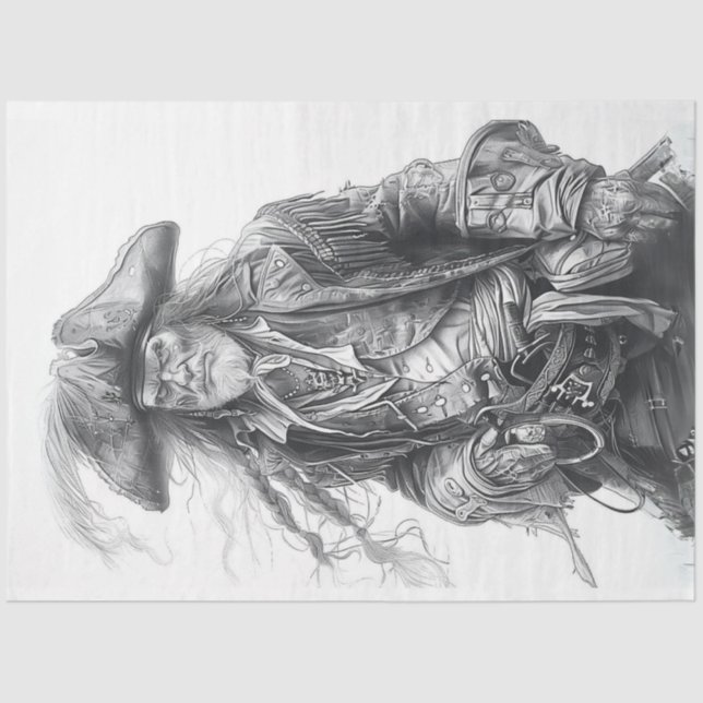 Pirate Schwarz-weiß Decoupage Seidenpapier (Vorderseite)