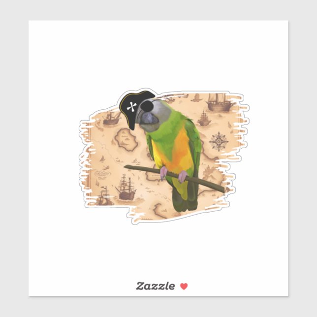 Pirate Senegal Parrot Schatzkarte Aufkleber (Blatt)