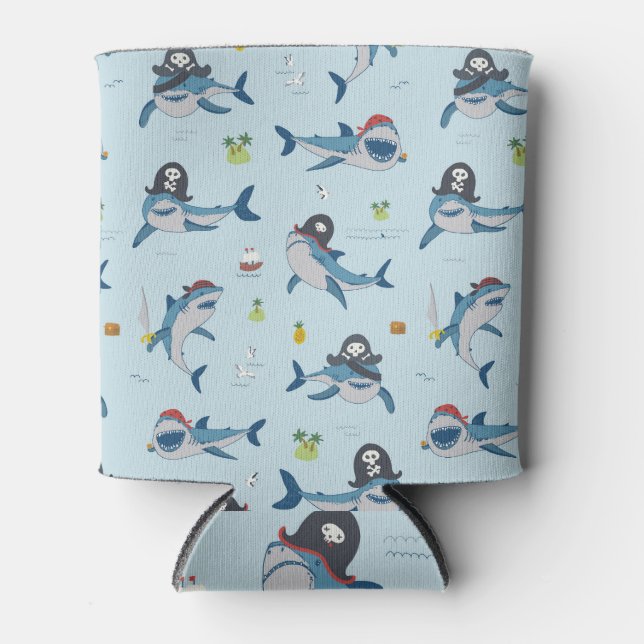 Pirate Shark Doodle Illustration Dosenkühler (Vorderseite)