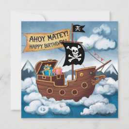 Pirate Ship Birthday Card - Ahoy Matey! Karte