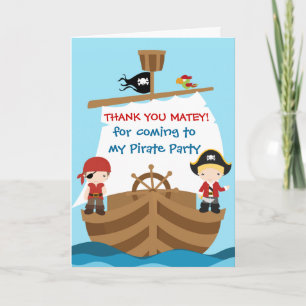 Pirate Ship Birthday Thank You Card Dankeskarte