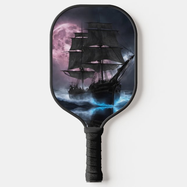 Pirate Ship Blitz Erdbeermond Personalize Pickleball Schläger (Vorderseite)