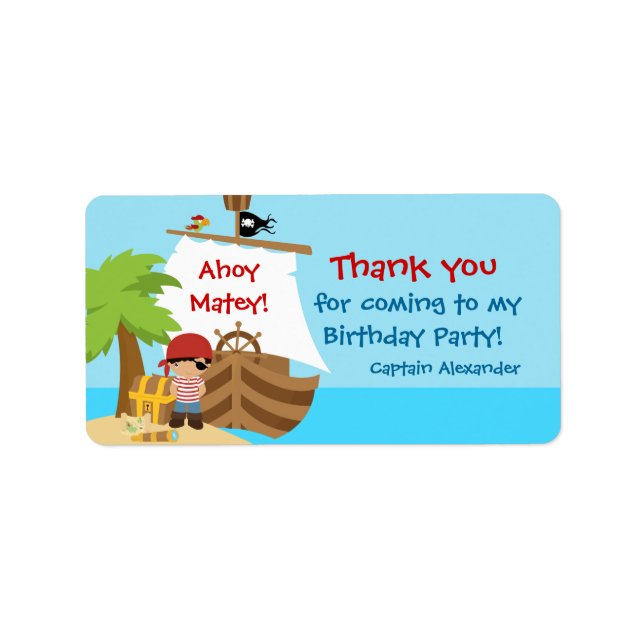 Pirate Ship Boy Birthday Favor Etikett Adressaufkleber (Vorne)