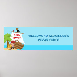 Pirate Ship Boy Birthday Party Banner Poster