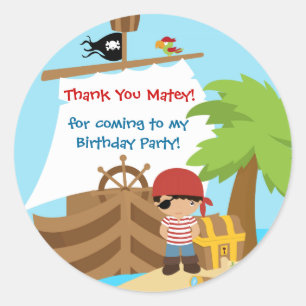 Pirate Ship Boy Birthday Vielen Dank Sticker