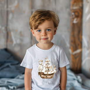 Pirate Ship Brown nautical Theme Geburtstag Kleinkind T-shirt