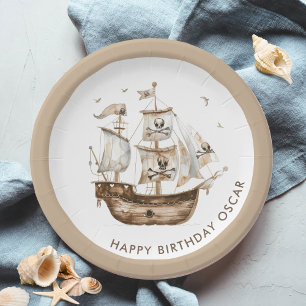 Pirate Ship Brown nautical Theme Geburtstag Pappteller