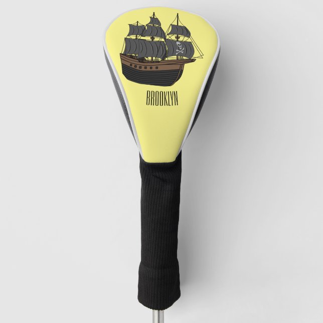 Pirate ship cartoon illustration  golf headcover (Vorderseite)