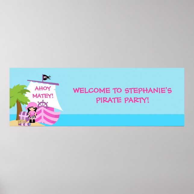 Pirate Ship Girl Geburtstagsparty-Banner Poster (Vorne)