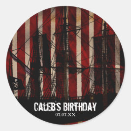 Pirate Ship Grunge Geburtstagsparty Gefallen Stick Runder Aufkleber