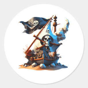 Pirate Ship Stickers! Runder Aufkleber