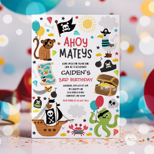 Pirate Ship Treasure Geburtstagspartei Einladung