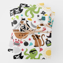 Pirate Ship Treasure Geburtstagspartei Geschenkpapier Set