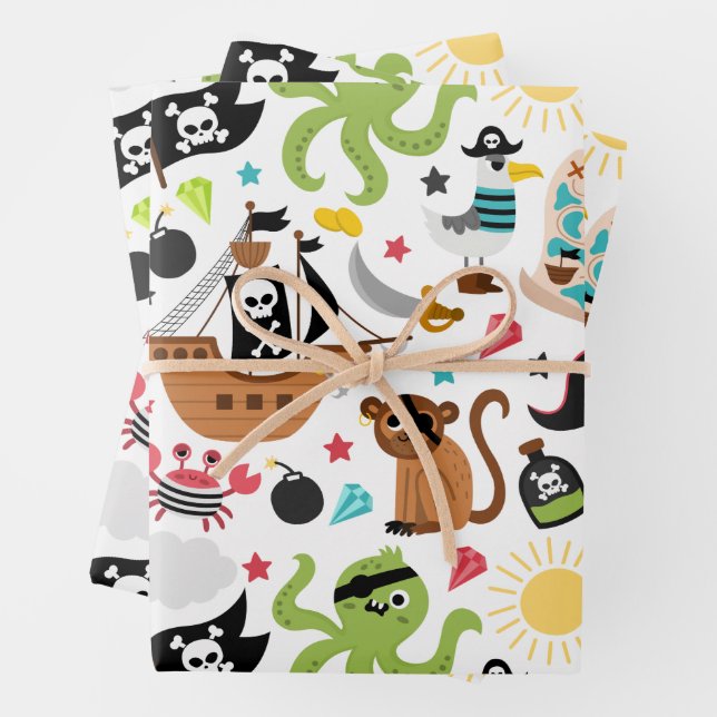 Pirate Ship Treasure Geburtstagspartei Geschenkpapier Set (Beispiel)