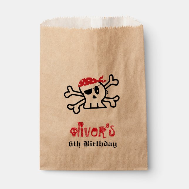 Pirate Skeleton Boy Birthday Party Fevor Bag Geschenktütchen (Vorderseite)