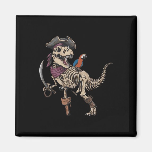 Pirate Skeleton Dinosaur T Rex Funny Tyrannosaurus Magnet (Vorne)
