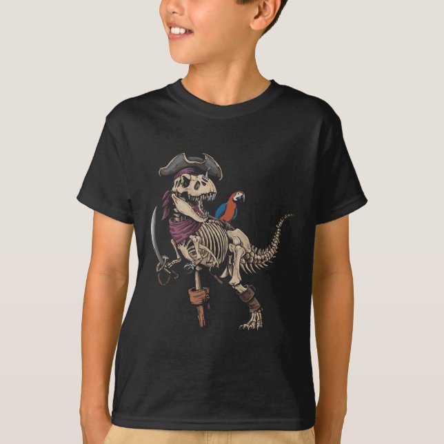 Pirate Skeleton Dinosaur T Rex Funny Tyrannosaurus T-Shirt (Vorderseite)