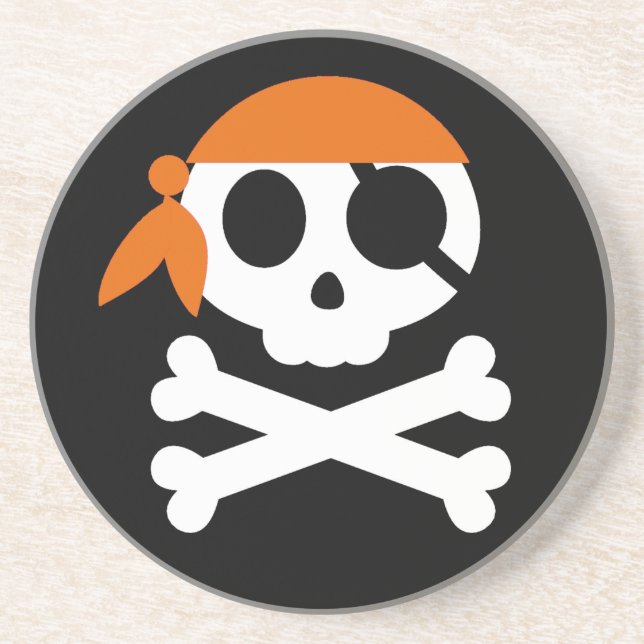 Pirate Skeleton Skull Bandanna Sandstein Untersetzer (Vorne)