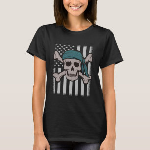 Pirate Skull American Flag Halloween-Party Kostüm T-Shirt