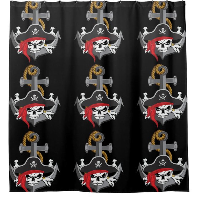 Pirate Skull Anchor Duschvorhang (Vorderseite)