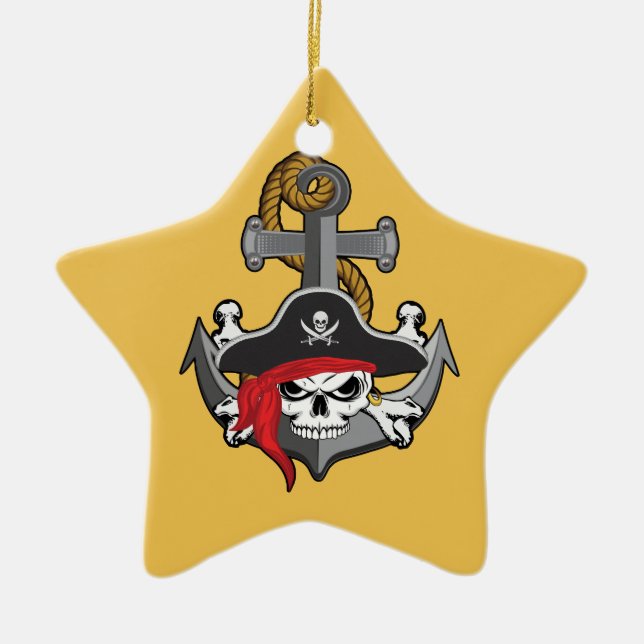 Pirate Skull Anchor Keramikornament (Vorne)
