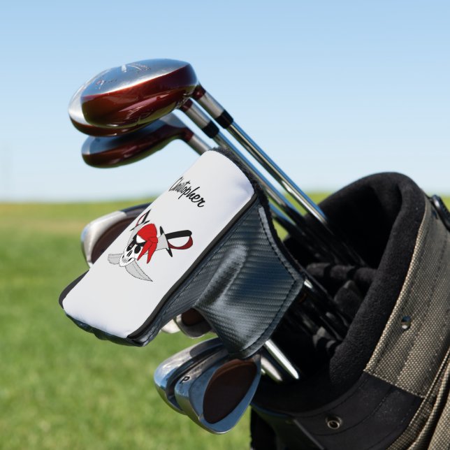 Pirate Skull And Swords Design Golf Headcover (In Situ)