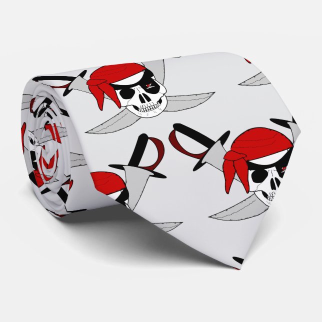 Pirate Skull And Swords Design Krawatte (Gerollt)
