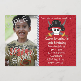 Pirate Skull Birthday Foto Template Einladung