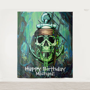 Pirate Skull Birthday Ghost Schiff Tapestry Wandteppich