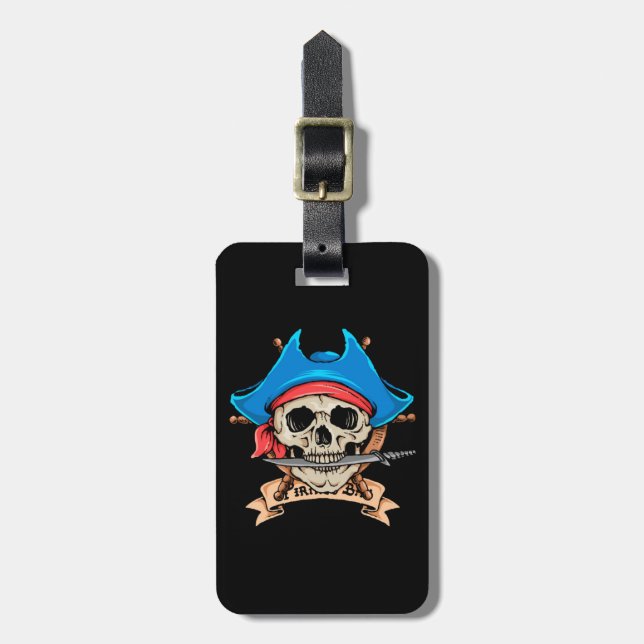 Pirate Skull Bitfe Knife Gepäckanhänger (Vorderseite vertikal)