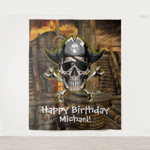 Pirate Skull Captain Cross Bones Hintergrund Wandteppich