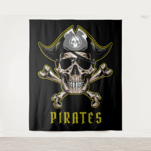Pirate Skull Captain Royal Treascape Hintergrund Wandteppich
