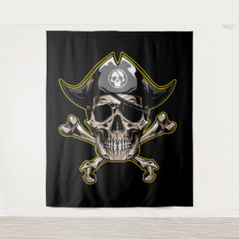 Pirate Skull Captain Royal Treasure Tapestry Wandteppich