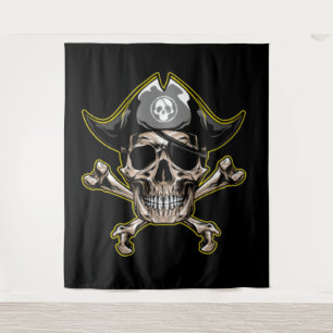 Pirate Skull Captain Royal Treasure Tapestry Wandteppich