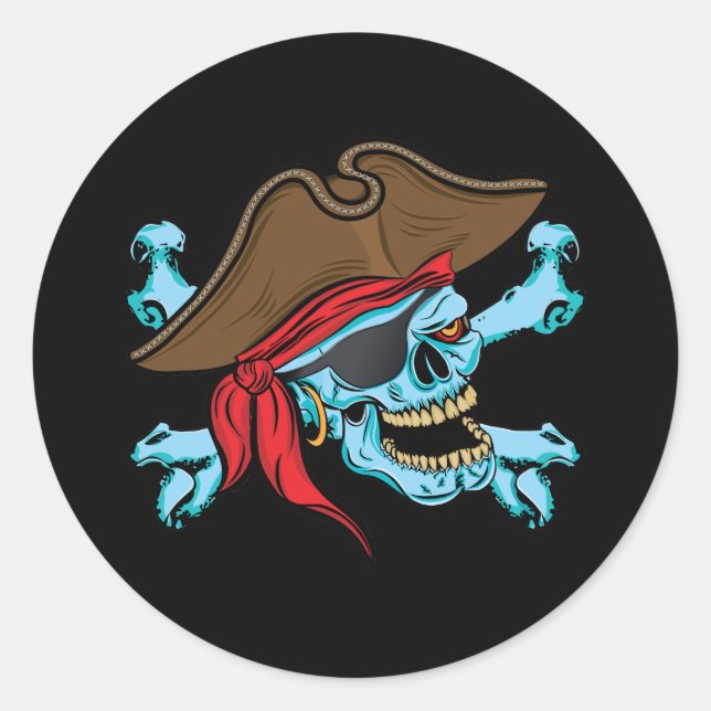 Pirate Skull & Crossbone Runder Aufkleber (Vorderseite)
