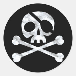 Pirate Skull & Crossbones Black Runder Aufkleber