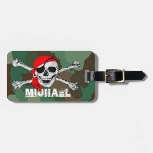 Pirate Skull & Crossbones, Camouflage Gepäckmarken Gepäckanhänger