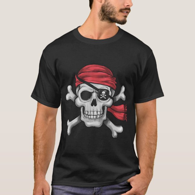 Pirate Skull Crossbones Halloween Kostüm Männer Ju T-Shirt (Vorderseite)