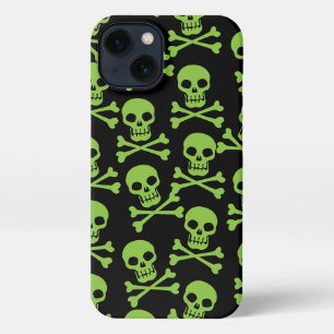 Pirate Skull Crossbones Muster Green iPhone Case iPhone 13 Hülle