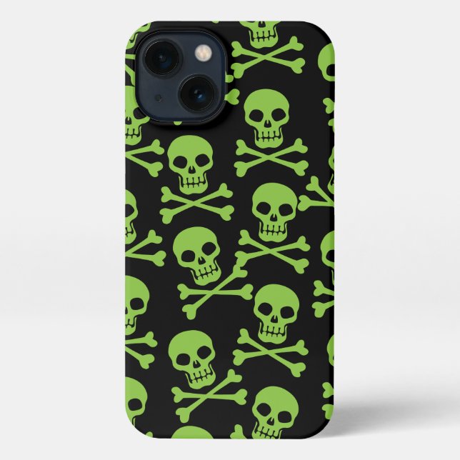 Pirate Skull Crossbones Muster Green iPhone Case iPhone Hülle (Rückseite)
