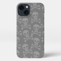 Pirate Skull Crossbones Pattern Grau