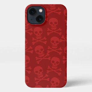 Pirate Skull Crossbones Pattern Red iPhone 13 Hülle
