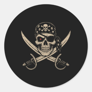 Pirate Skull Crossbones Skeletton Halloween für Mä Runder Aufkleber