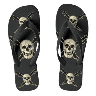 Pirate (Skull) - Custom Adult, Wide Straps  Flip Flops