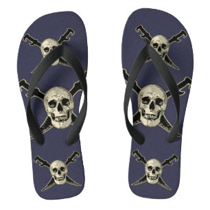 Pirate (Skull) - Custom Adult, Wide Straps  Flip Flops