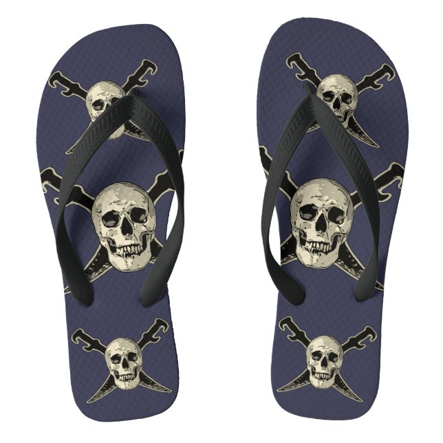 Pirate (Skull) - Custom Adult, Wide Straps  Flip Flops (Fußbett)