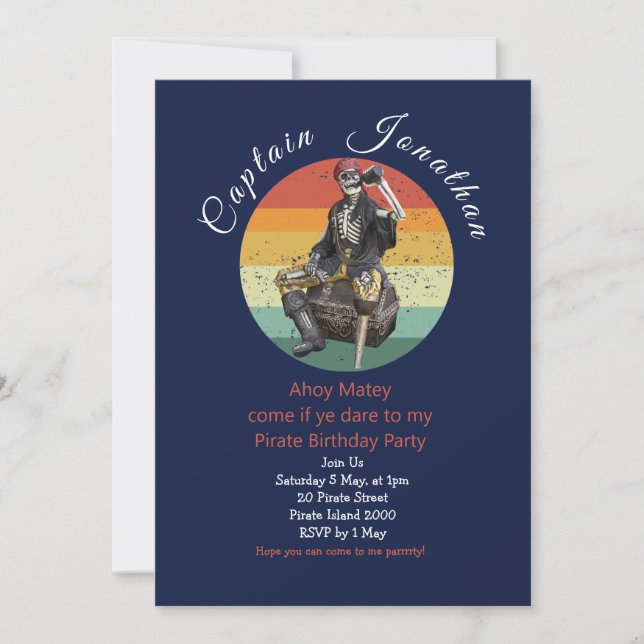 Pirate Skull Einladung Geburtstag (Vorderseite)
