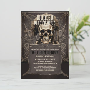 Pirate Skull Face Black Halloween-Party Einladung